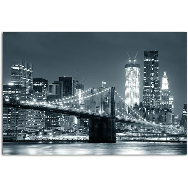 Aefer brooklyn bridge poster gray cityscape canvas wall art nyc skyline