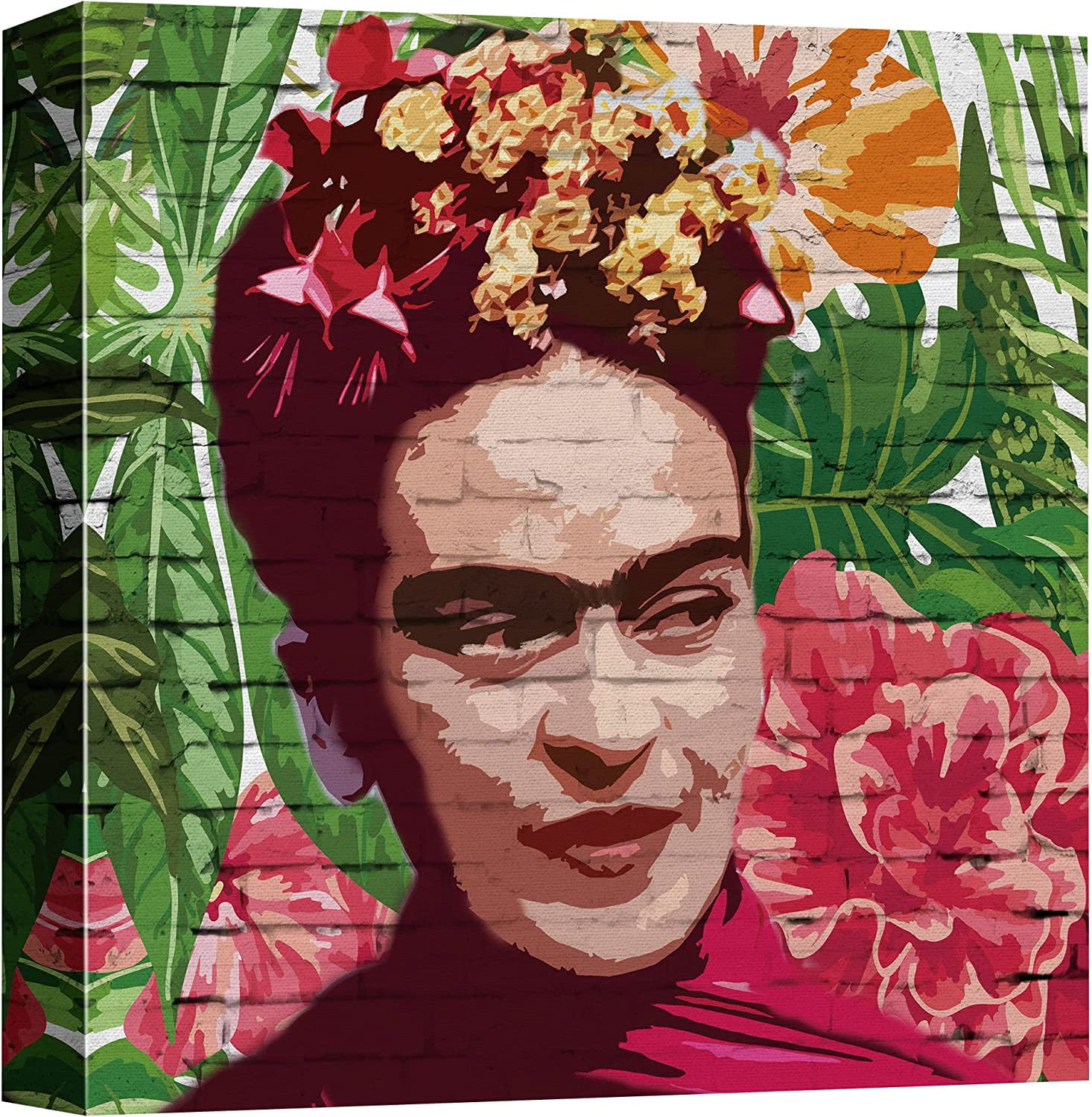Aefer canvas print wall art frida kahlo vibrant close up portrait
