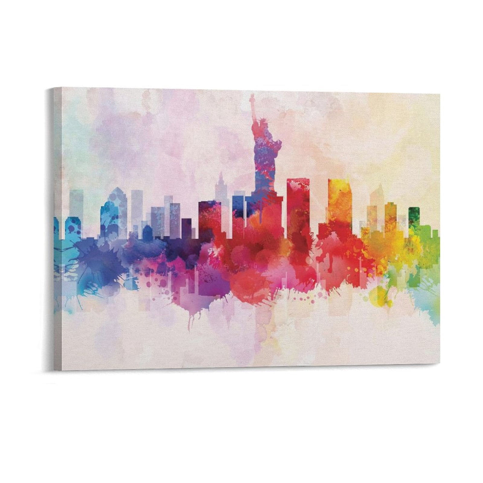 AEFER Canvas Print Wall Art Rainbow Watercolor Explosion New York City ...