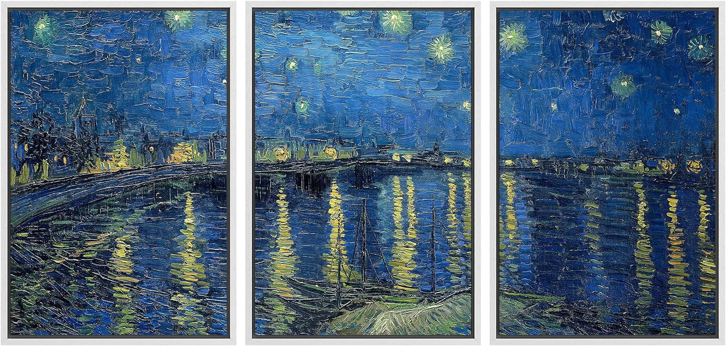 AEFER Canvas Print Wall Art Set Starry Night Over The Rhone by Vincent