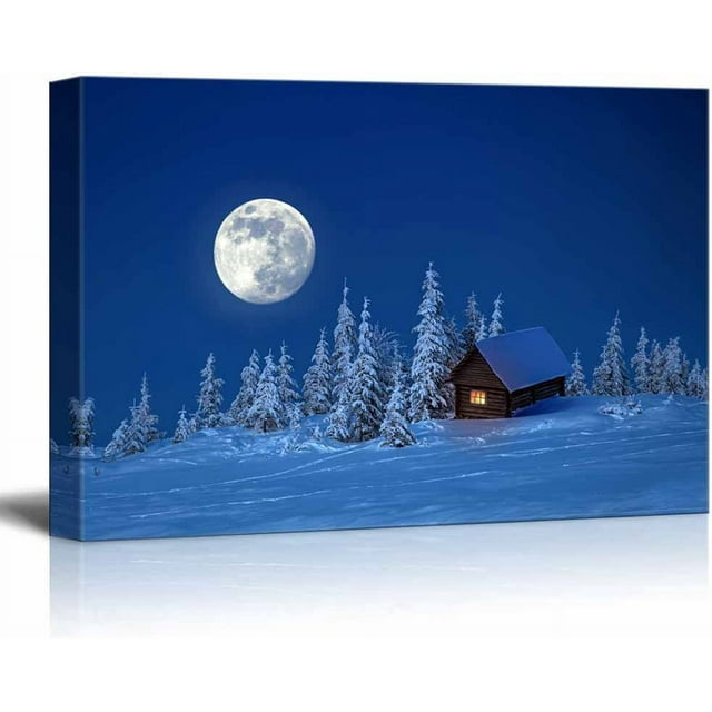 AEFER Canvas Prints Wall Art - Beautiful Scenery/Landscape Wooden House ...