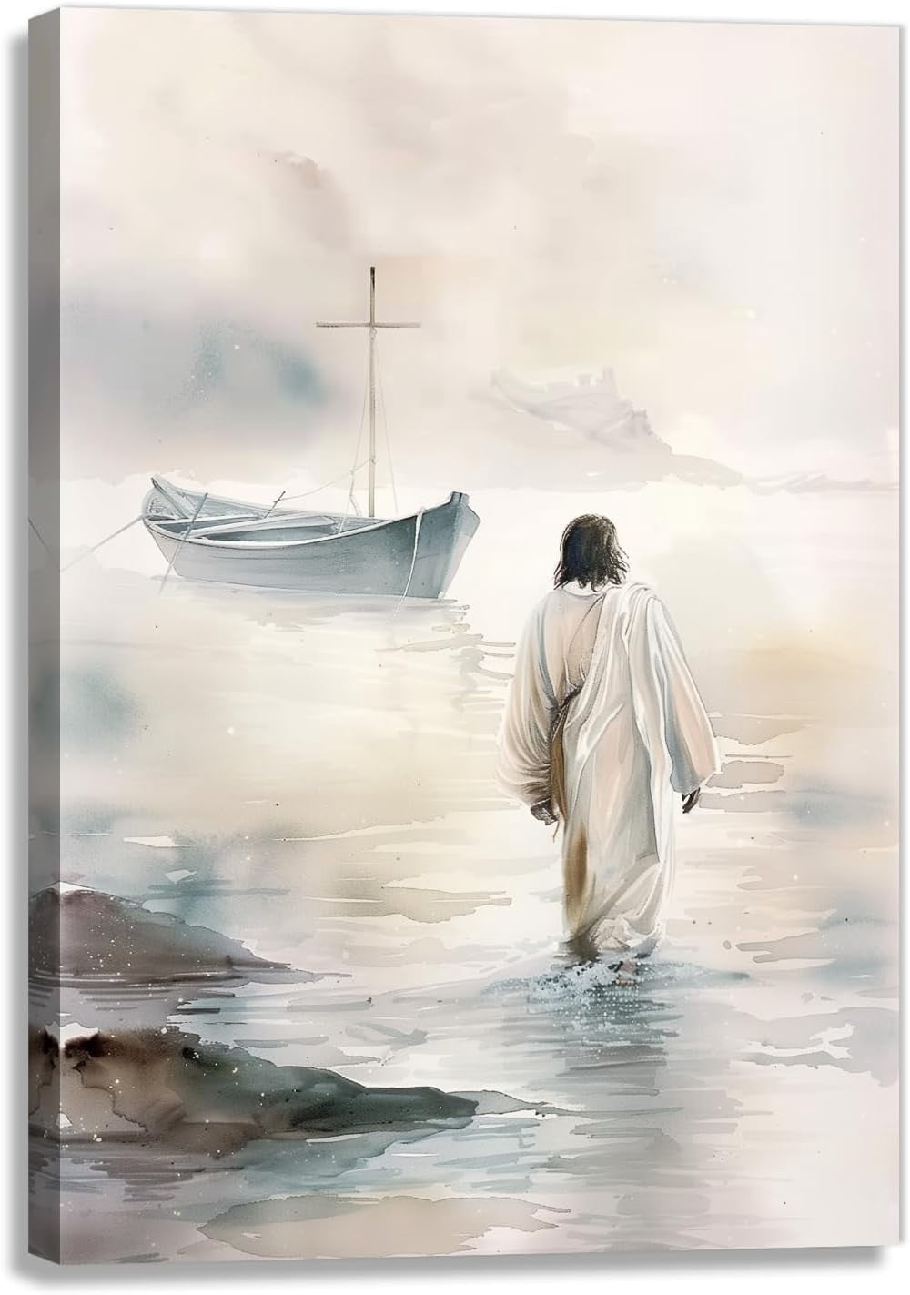 AEFER Canvas Wall Art Jesus Pictures Jesus Walking On Water Paintings ...
