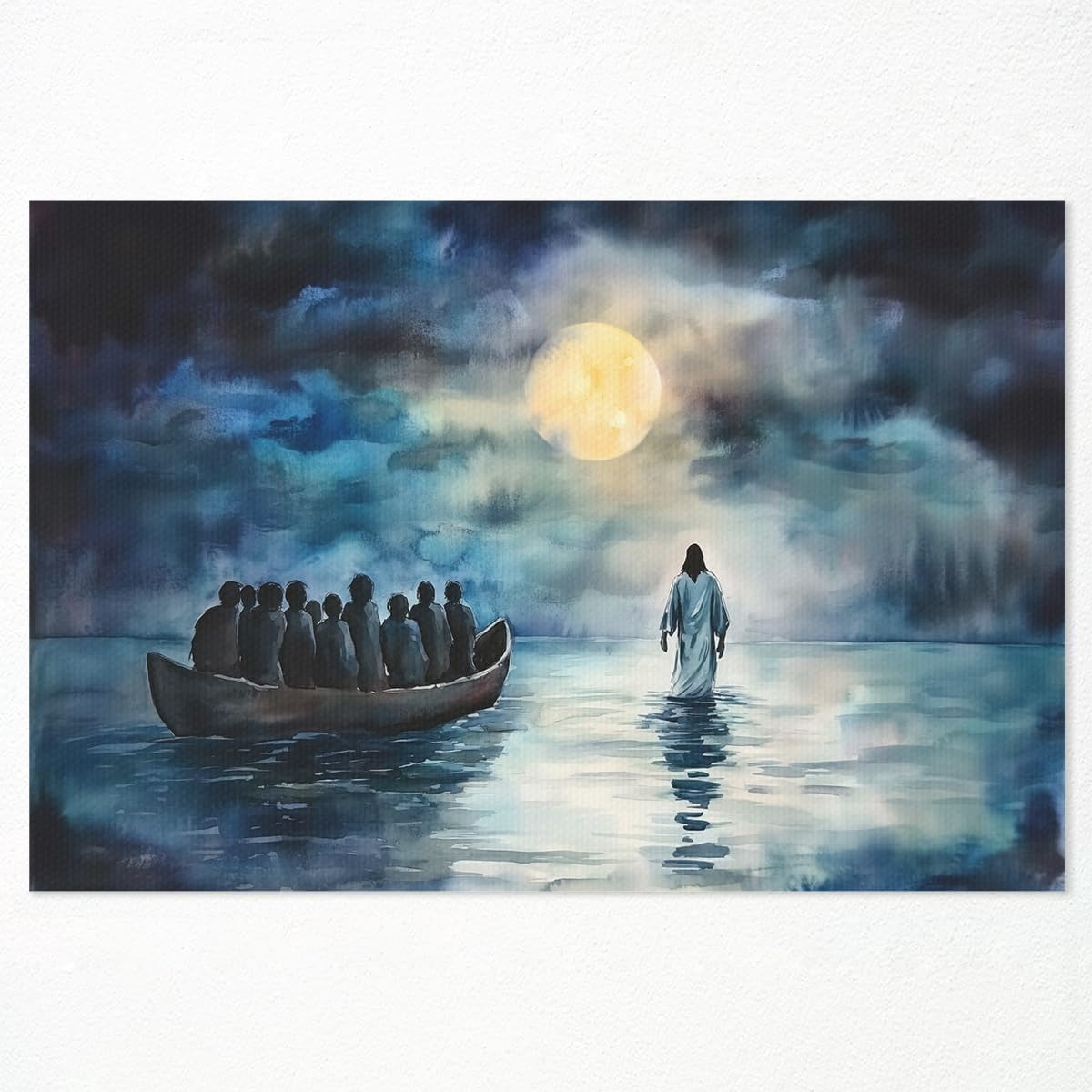 AEFER Christian Jesus Canvas Wall Art, Jesus Walking on Water Poster ...