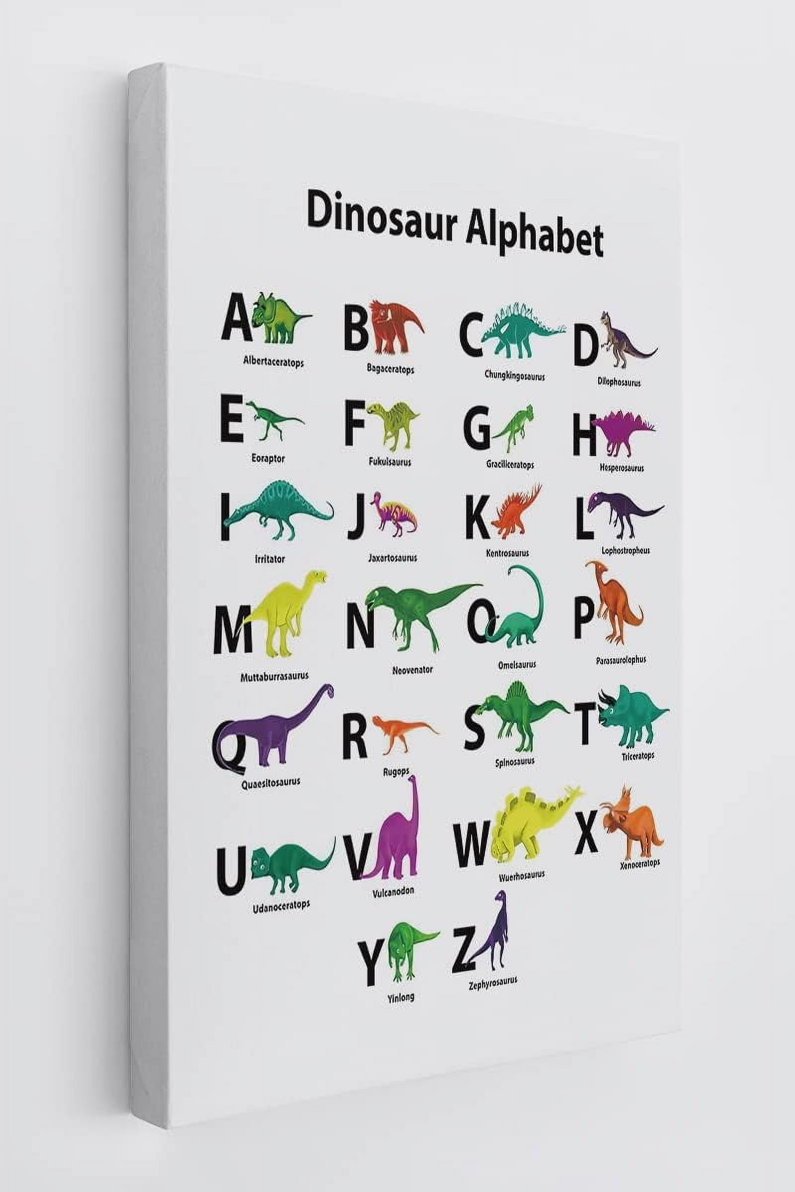 AEFER Dinosaur Alphabet Dino Educational Wall Art Canvas Farmhouse ...