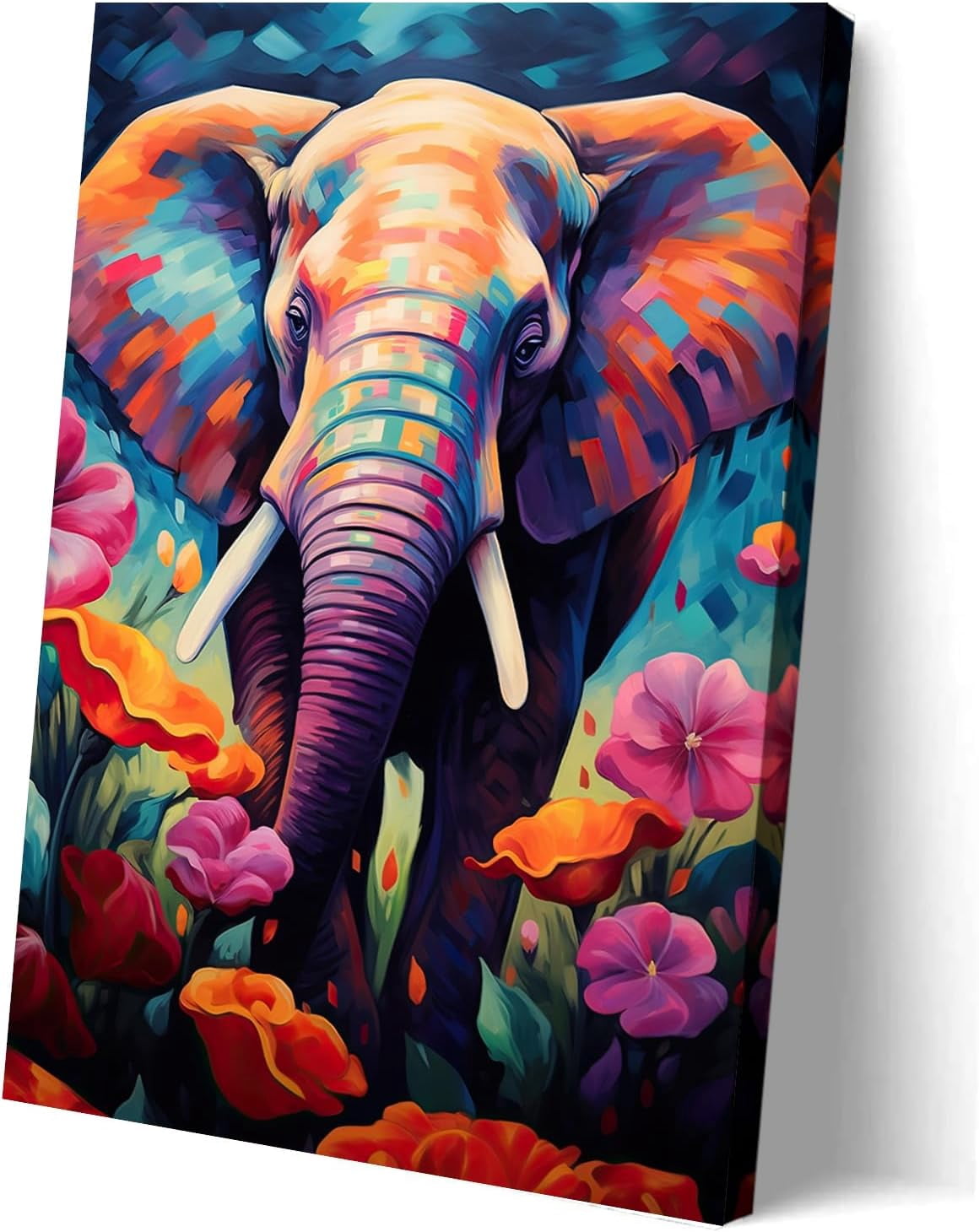 AEFER Elephant Canvas Wall Art Africa Wildlife Decor Colorful Animal ...