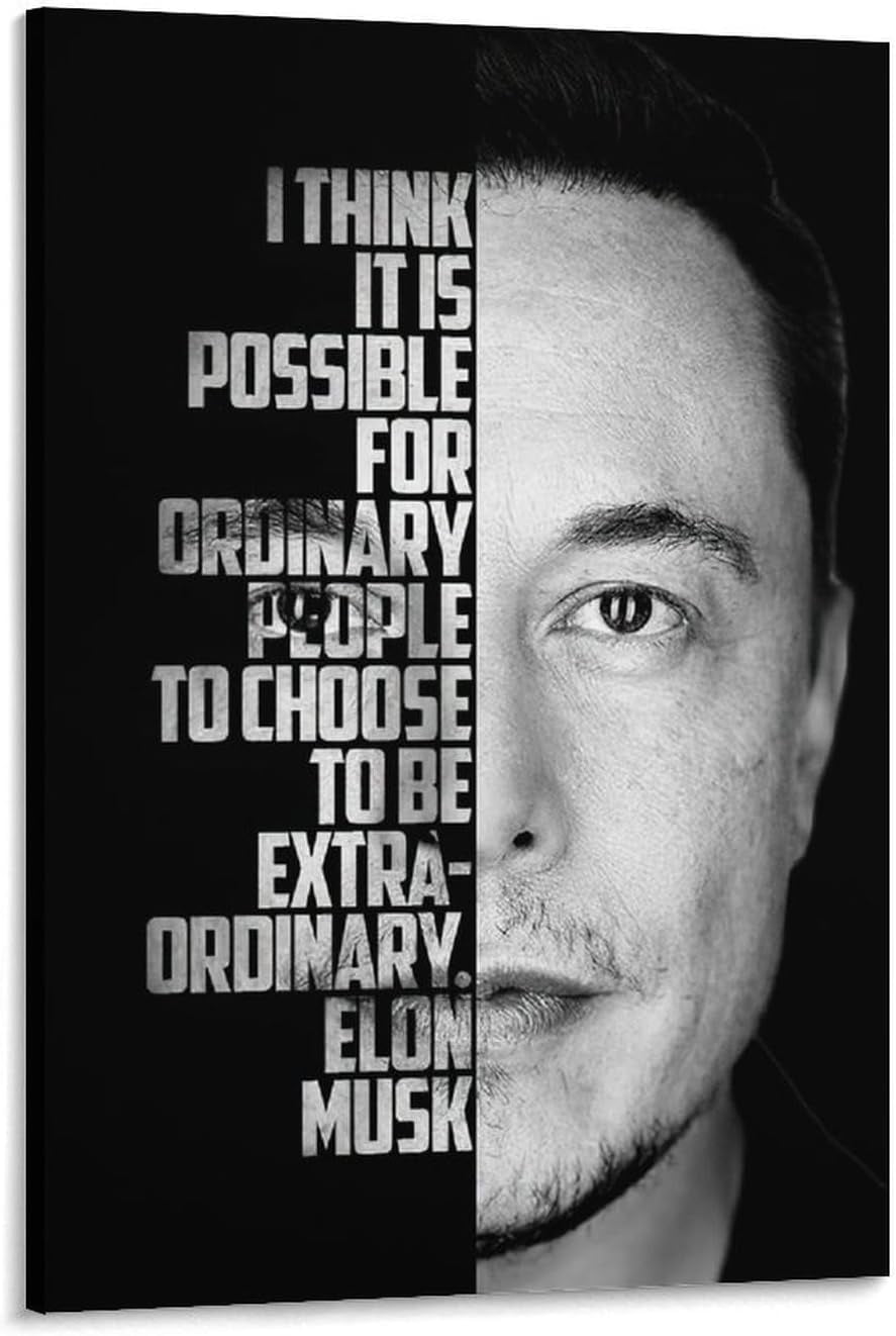 AEFER Elon Musk Inspirational Quotes Poster Canvas Print Living Room