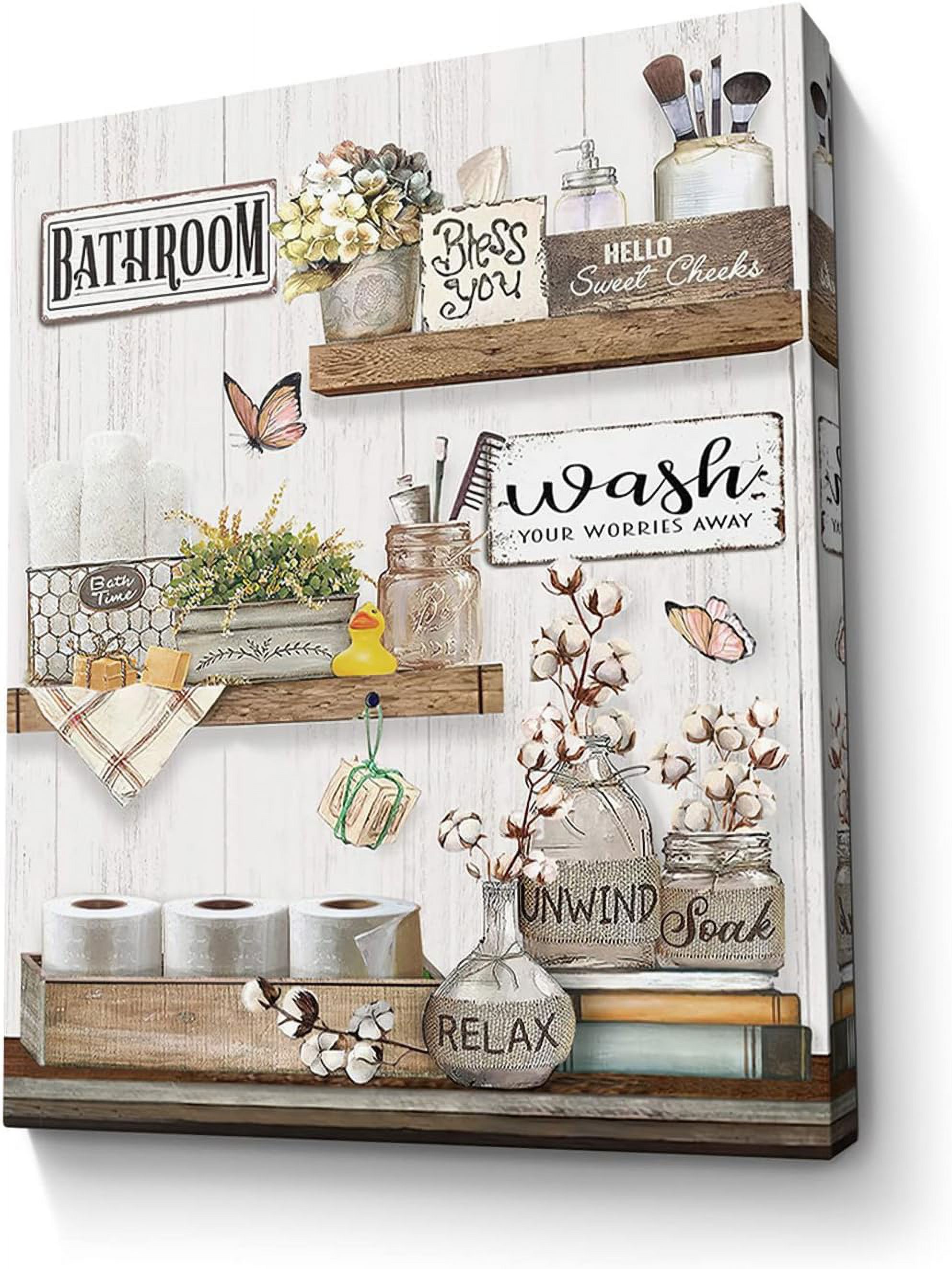 AEFER Farmhouse Bathroom Decor Wall Art Rustic Cotton Bathroom Picture ...