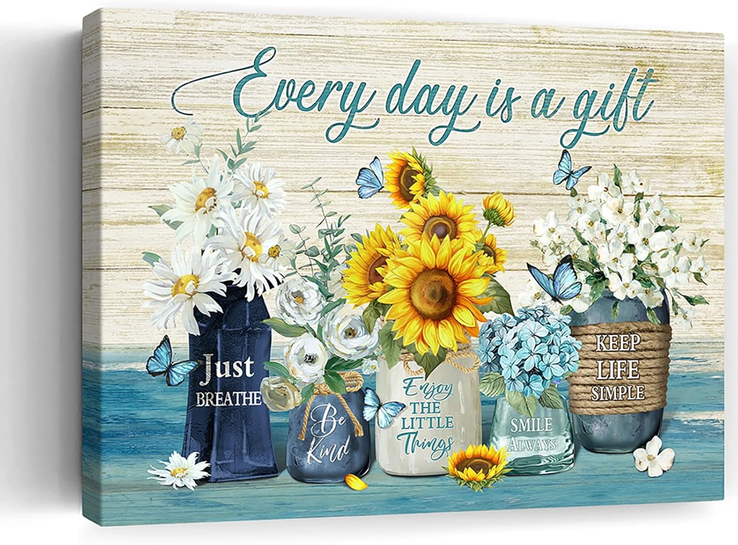 AEFER Farmhouse Bathroom Sunflower Decor Wall Art Butterfly ...