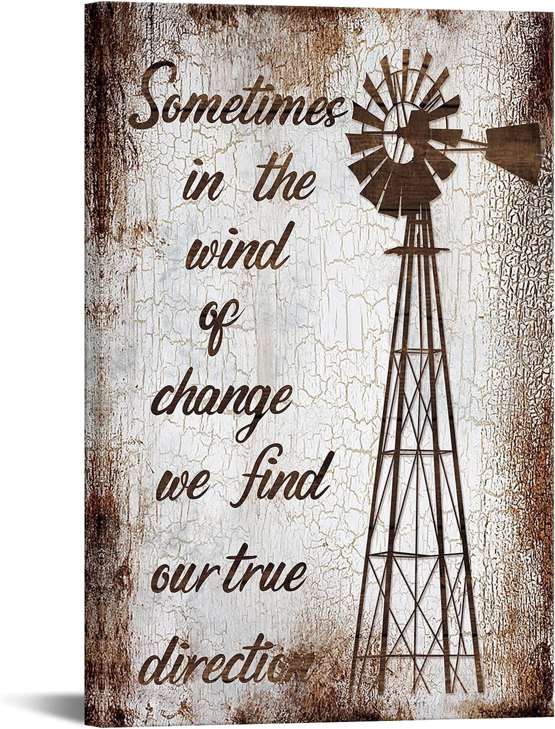 AEFER Farmhouse Canvas Wall Art for Living Room Vintage Windmill with ...