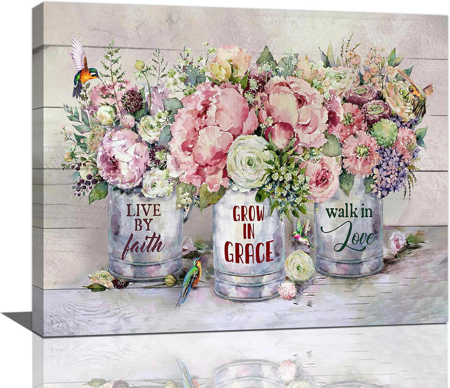 AEFER Farmhouse Flower Wall Art Country Floral Wall Decor Rustic Flower ...