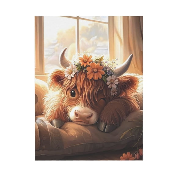 AEFER Farmhouse Highland Cow Wall Art Baby Highland Cow Canvas Wall Art Highland Cow Bathroom Painting Rustic Highland Cow Pictures Highland Cow Prints Bathroom Unframe: 10x8inch(25x20cm)
