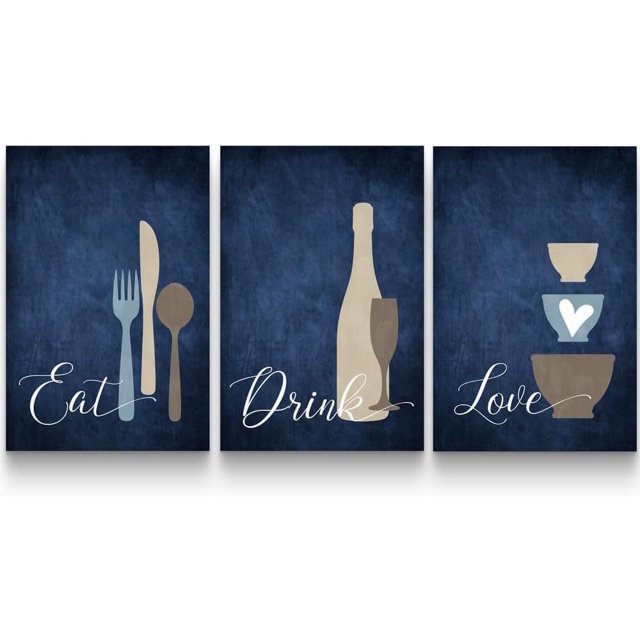 AEFER Farmhouse Kitchen Wall Decor Eat Sign Eat Drink Love Wall Art Set