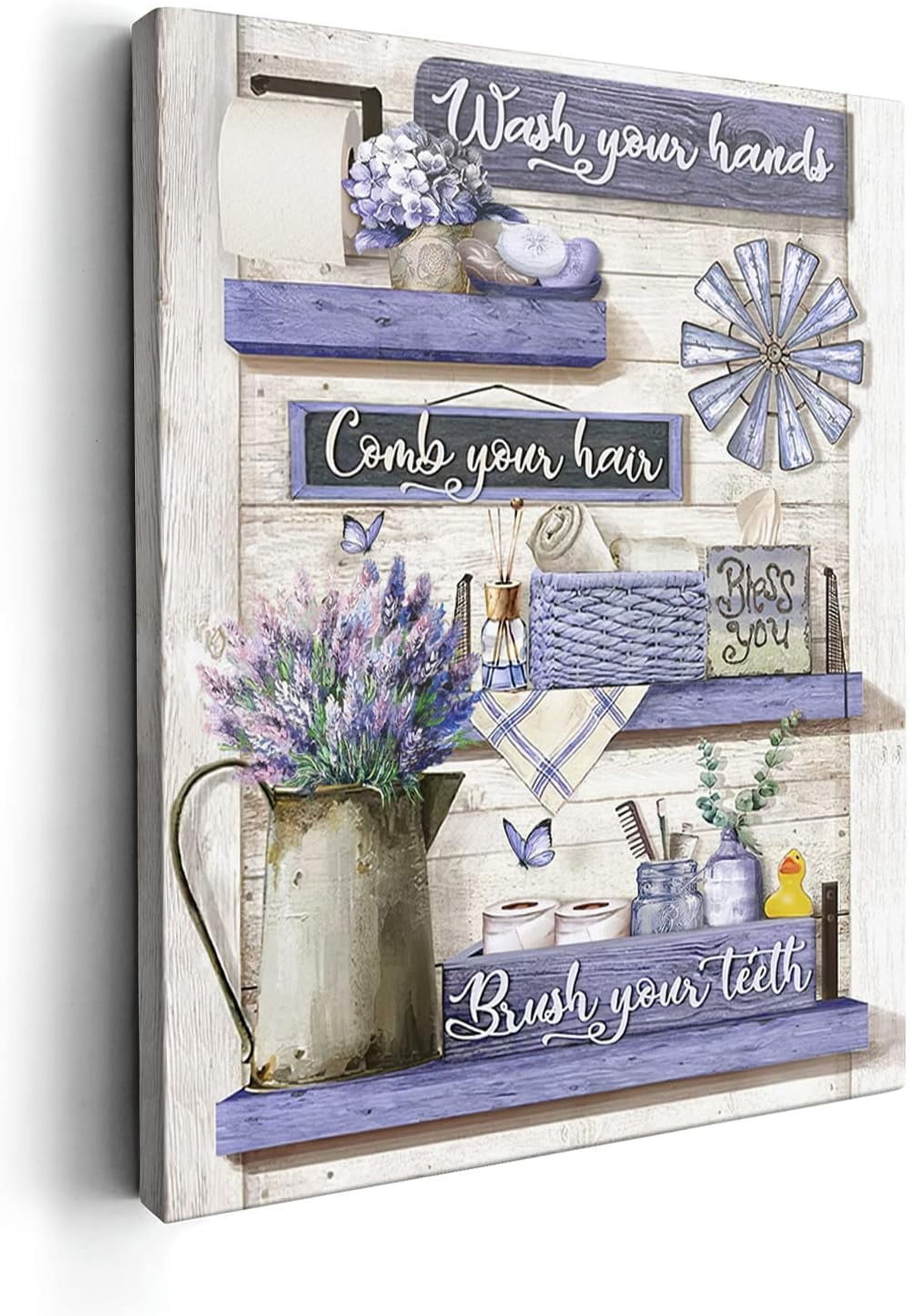 AEFER Farmhouse Wall Art Cute Bathroom Sign, Country Bathroom