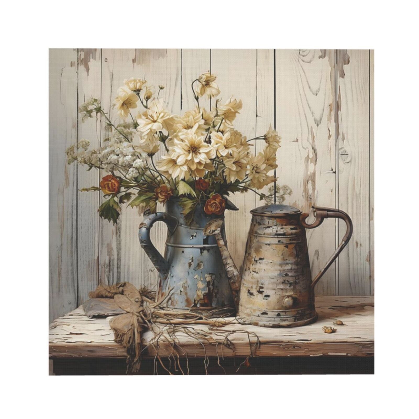 AEFER Farmhouse vintage rustic wall decor, floral wall art modern home ...