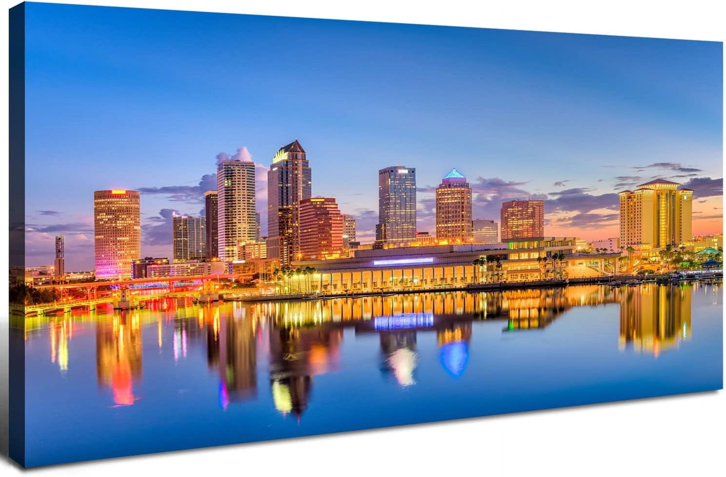 AEFER Florida Skyline Wall Art USA City Canvas Poster forations Tampa