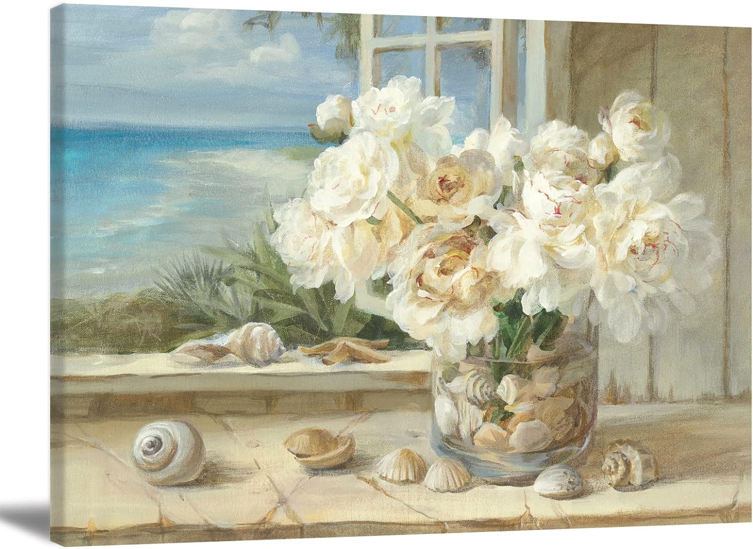 AEFER Flower Wall Art Rustic Bathroom Wall Decor Beach Theme Bathroom ...
