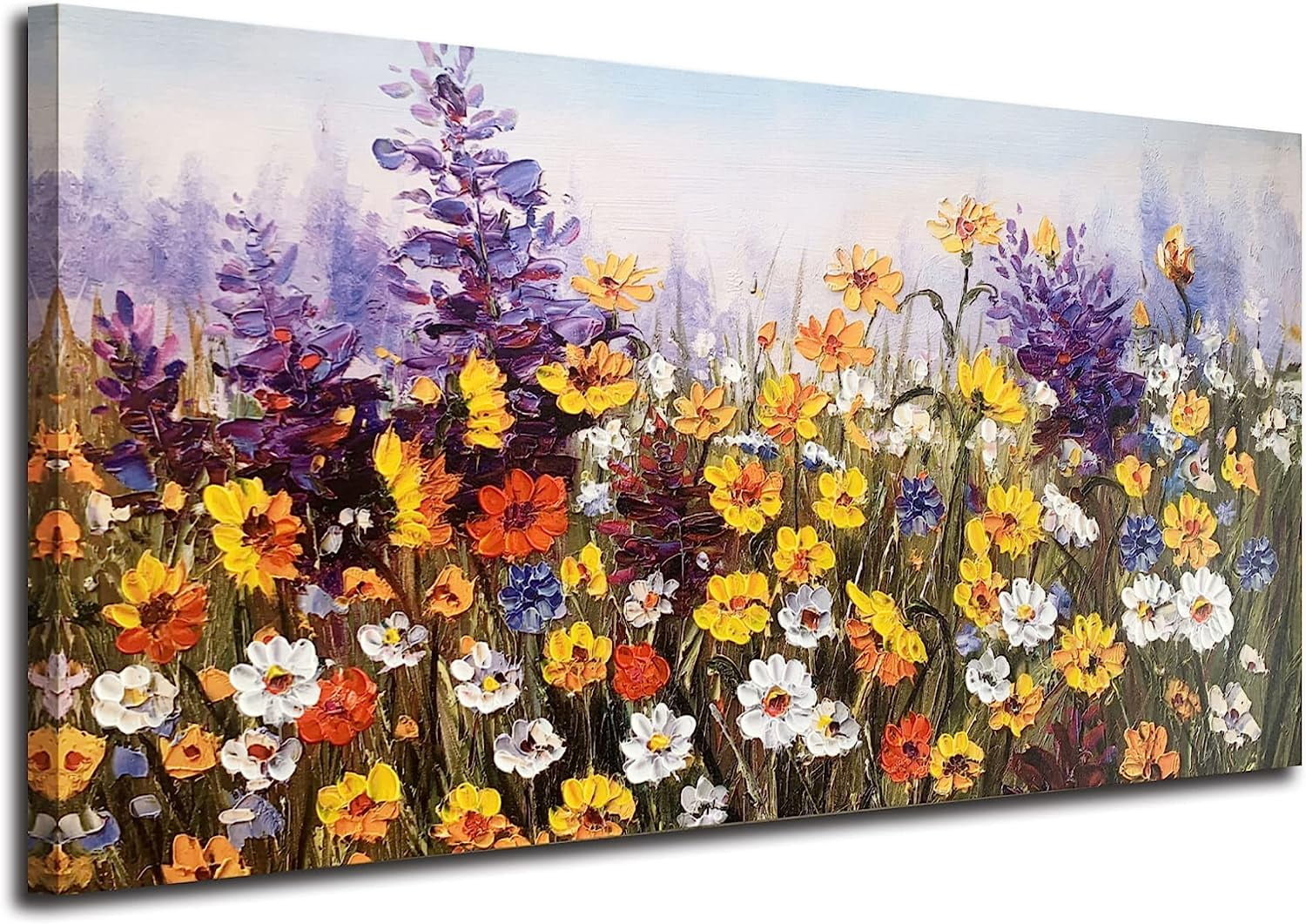AEFER Flowers Wall Art Canvas Daisy Colorful 3d Textured Picture ...