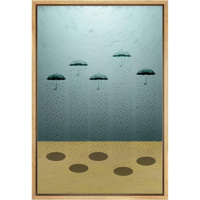 AEFER Framed Canvas Print Wall Art Surreal Floating Umbrella Sky