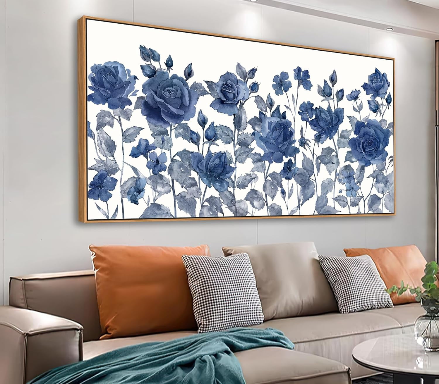 AEFER Canvas Wall Art - Blue Roses Flowers Pictures Floral Wall Decor ...