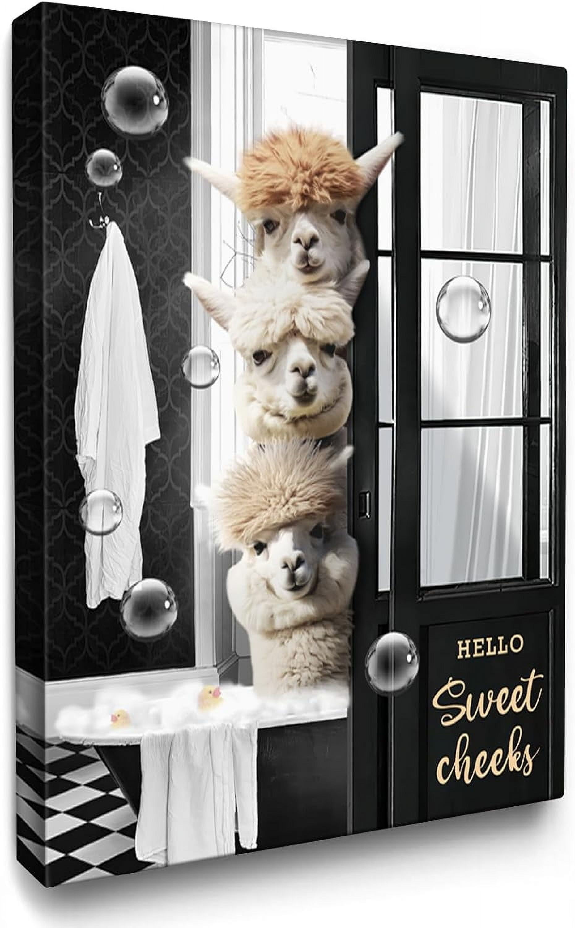 AEFER Funny Alpaca Bathroom Decor Wall Art Cute Alpaca in Bathtub ...