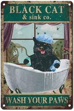 AEFER Funny Bathroom Metal Tin Sign Vintage Cat Art Wall Decor Quote ...