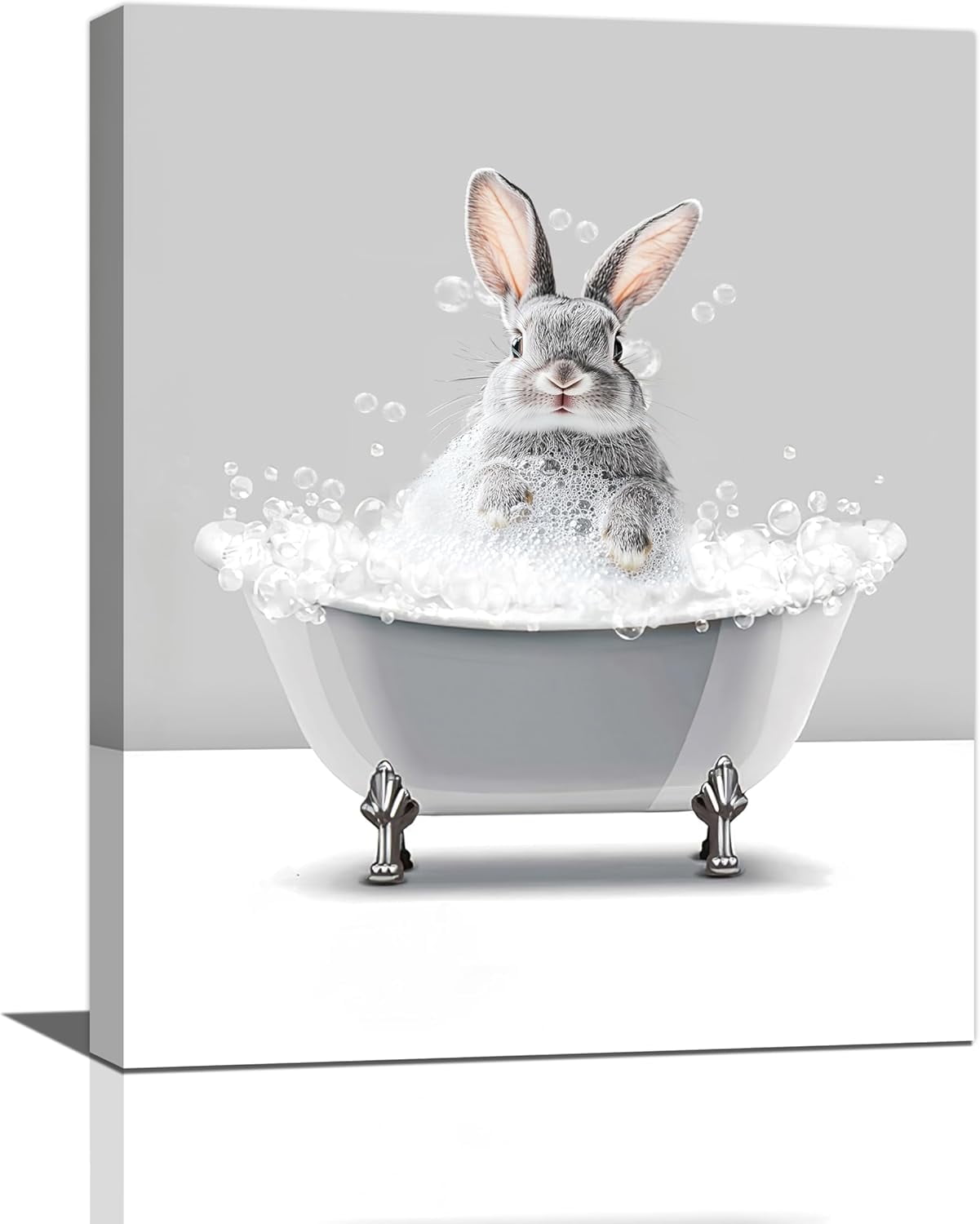 AEFER Funny Bathroom Rabbit Wall Art Bunny In Bathtub Bathroom Pictures ...