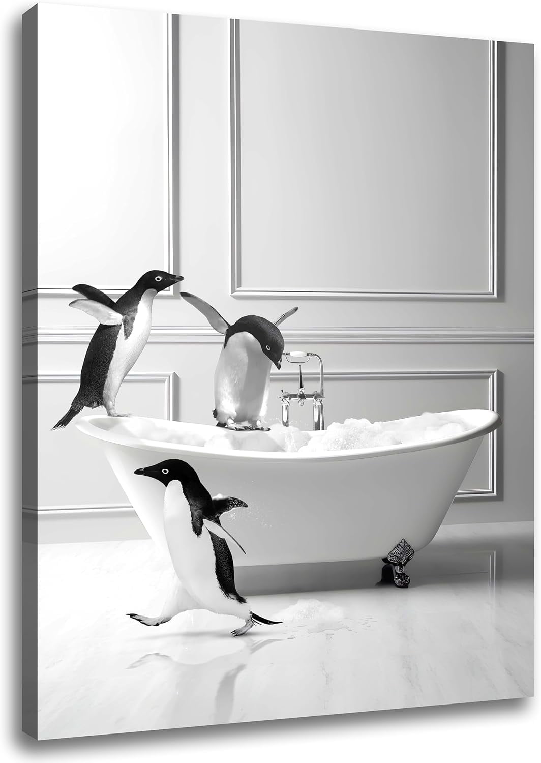 AEFER Funny Bathroom Wall Art Decor, Modern Wrapped Canvas Prints ...