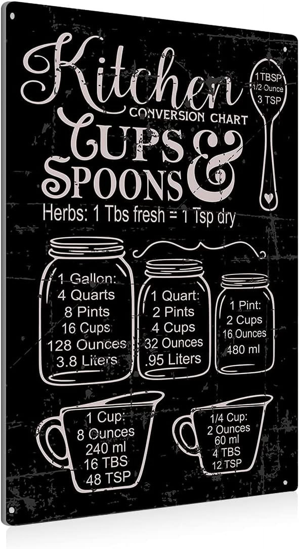 AEFER Funny Kitchen Conversions Chart Metal Tin Sign Wall Art Decor ...