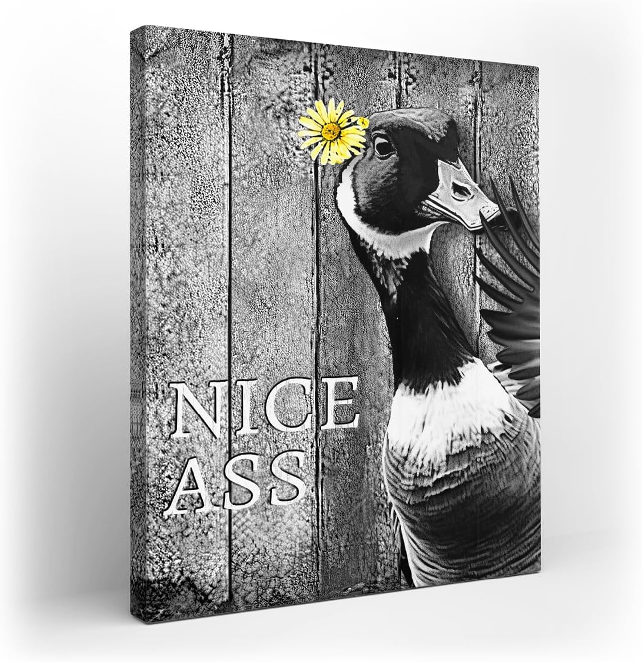 AEFER Goose Bathroom Canvas Wall Art Funny Goose Print Painting Black ...