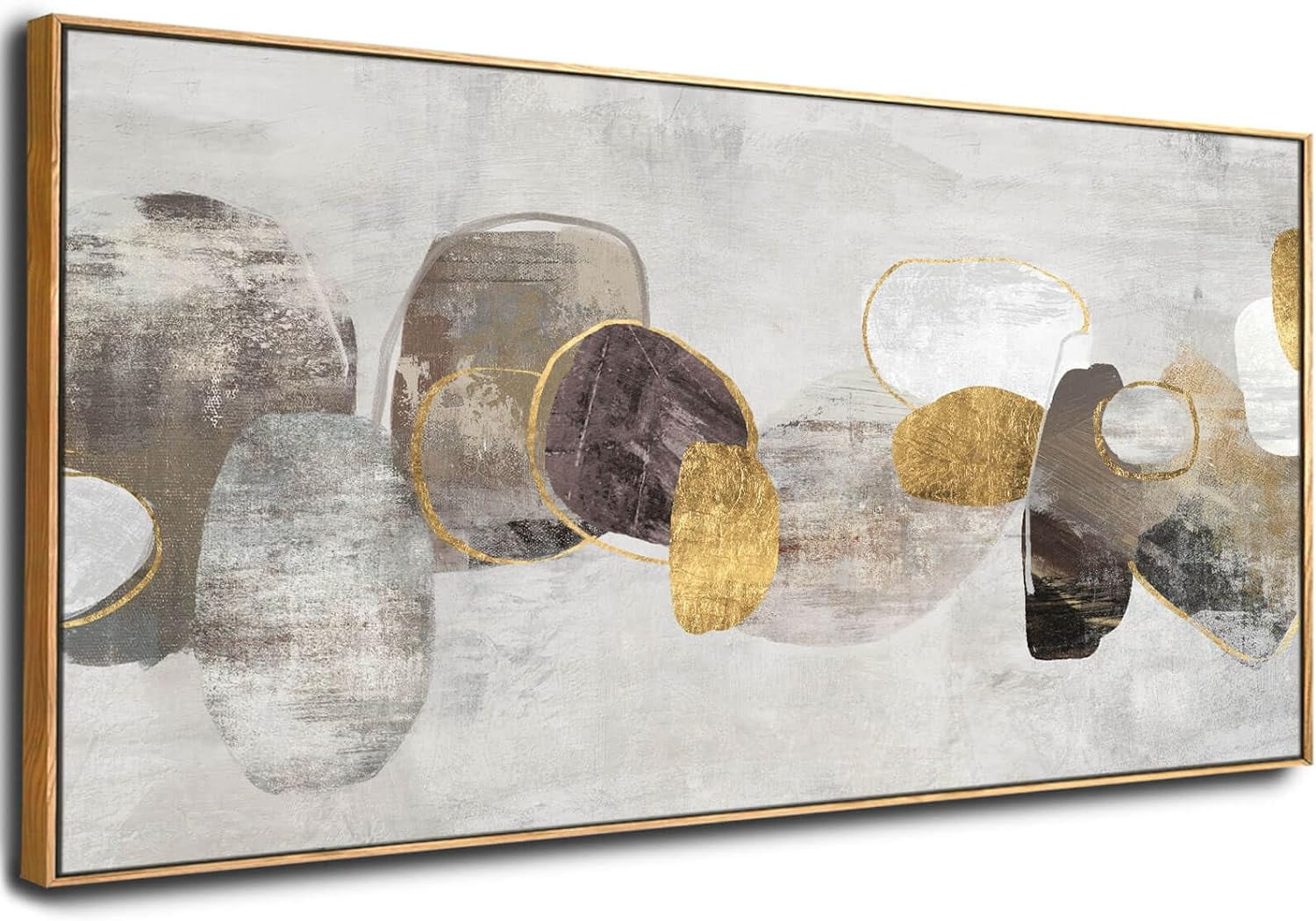 AEFER Gray Abstract Wall Art Decor 30x60 Inch Large Gold Wall Art ...