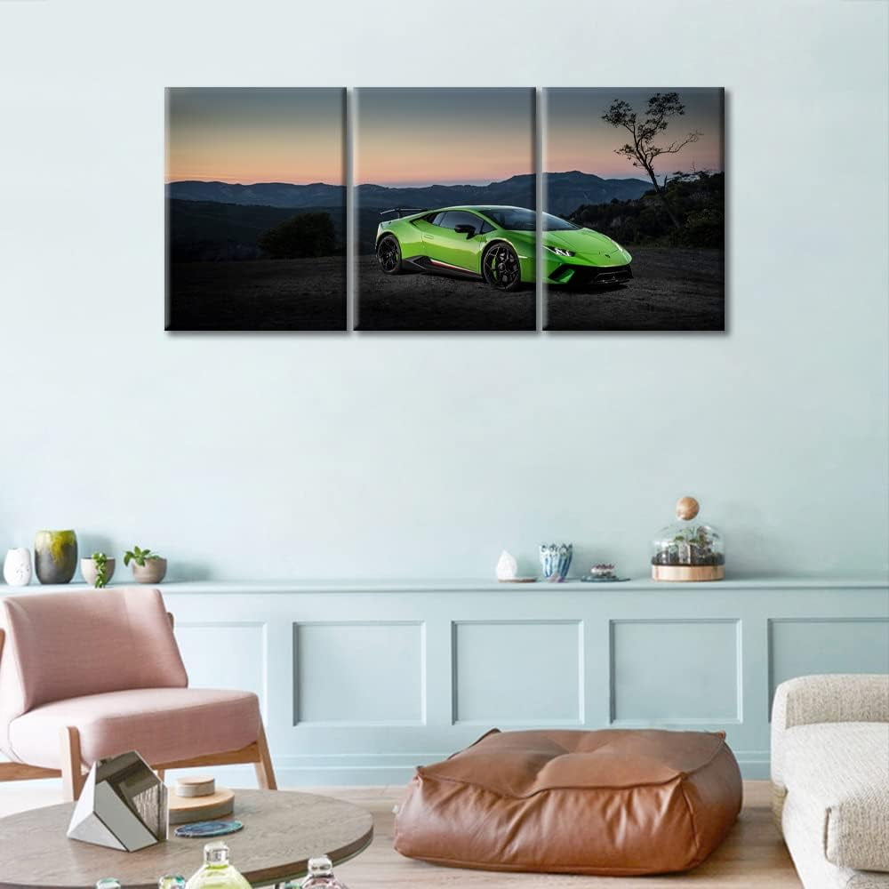 AEFER Green Sports Car Wall Art for Living Room Supercar Speed Car ...