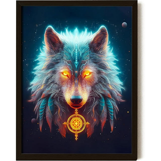 AEFER Grey Wolf Decor - 12x16 Abstract Wolf Wall Art Print, Face Head ...