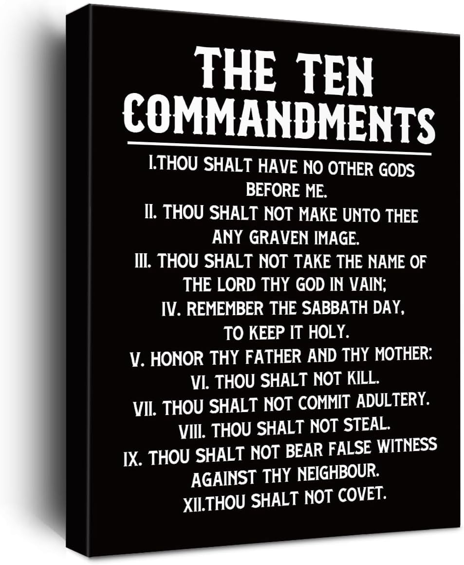 AEFER Inspirational 10 Commandments Wall Art, Bible Verses Wall Decor ...
