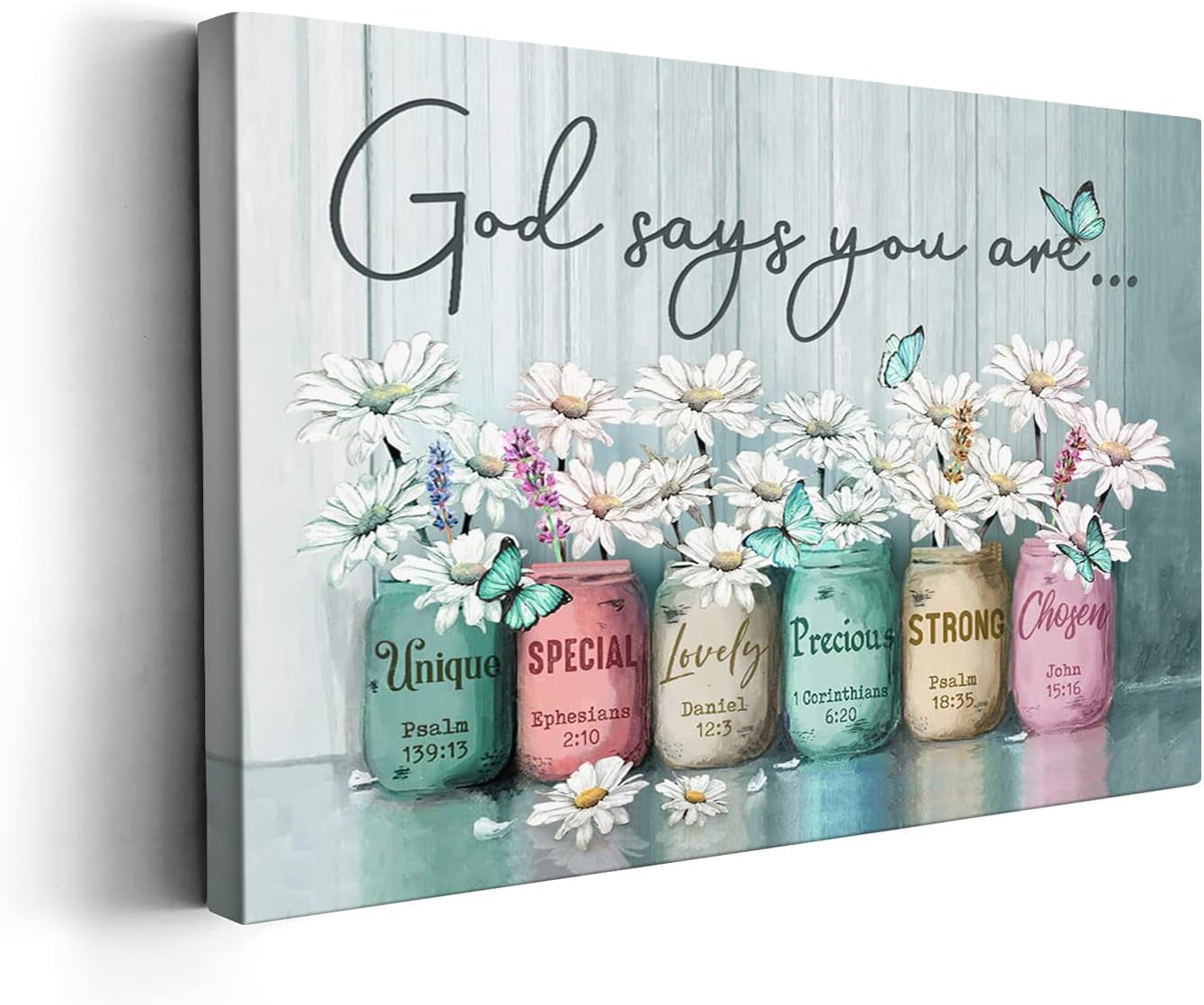 AEFER Inspirational Daisy Flower Wall Art Encouraging Bible Verses Wall ...