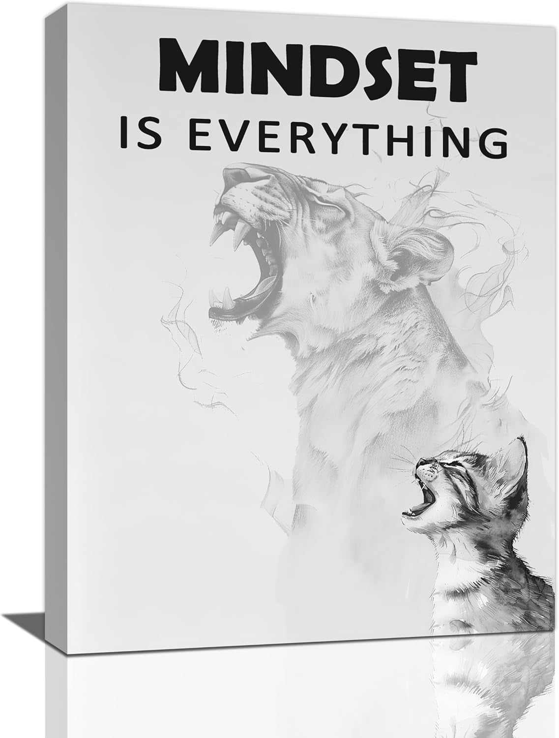 AEFER Inspirational Quotes Wall Art Mindset is Everything Cat Canvas ...