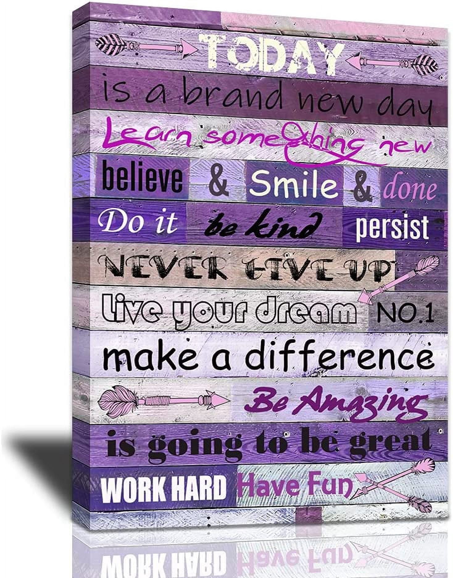 AEFER Inspirational Wall Art with Quotes Purple Wall Décor for Living