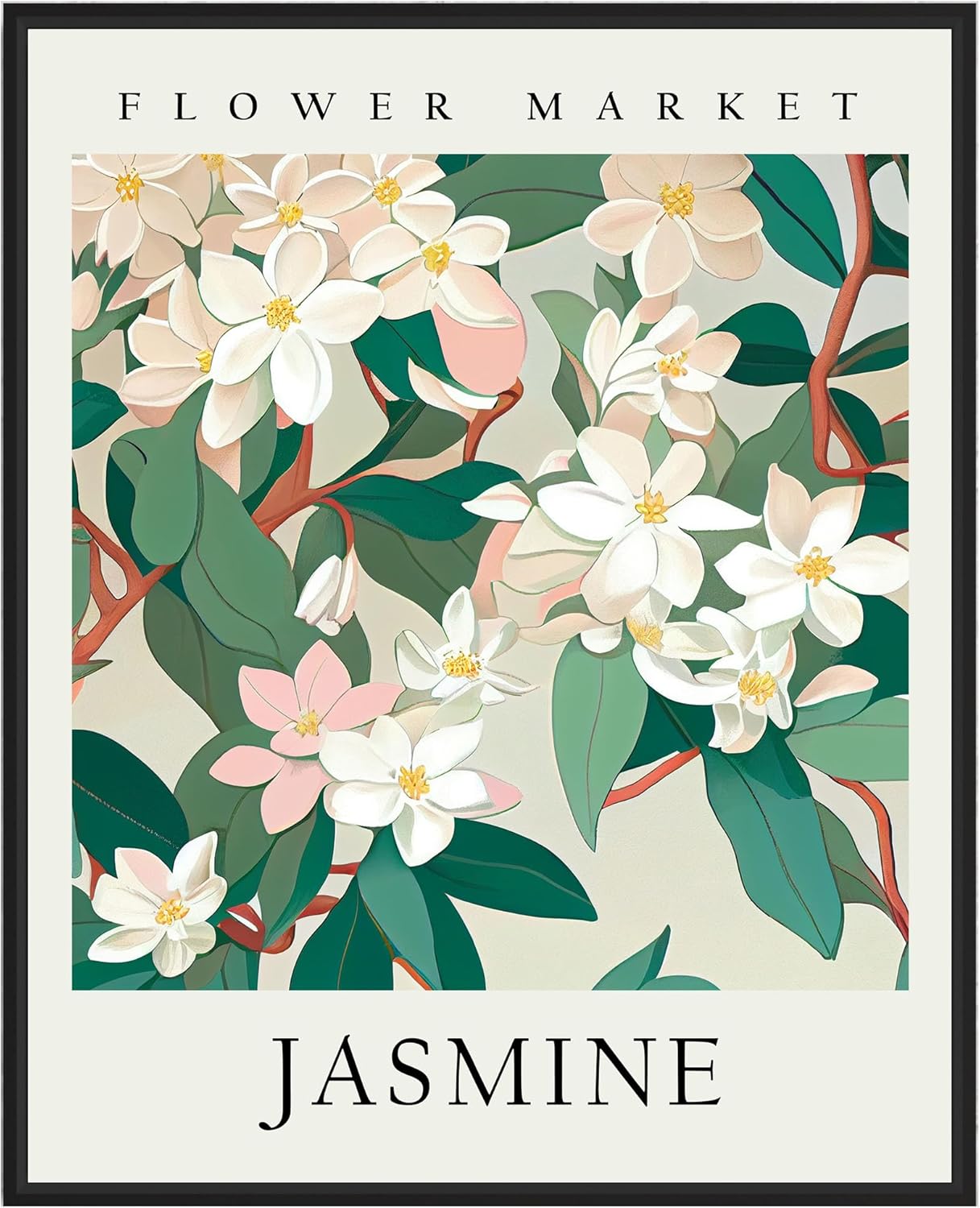 AEFER Jasmine Flower Art Print, Flower Market Poster Wall art Decor ...