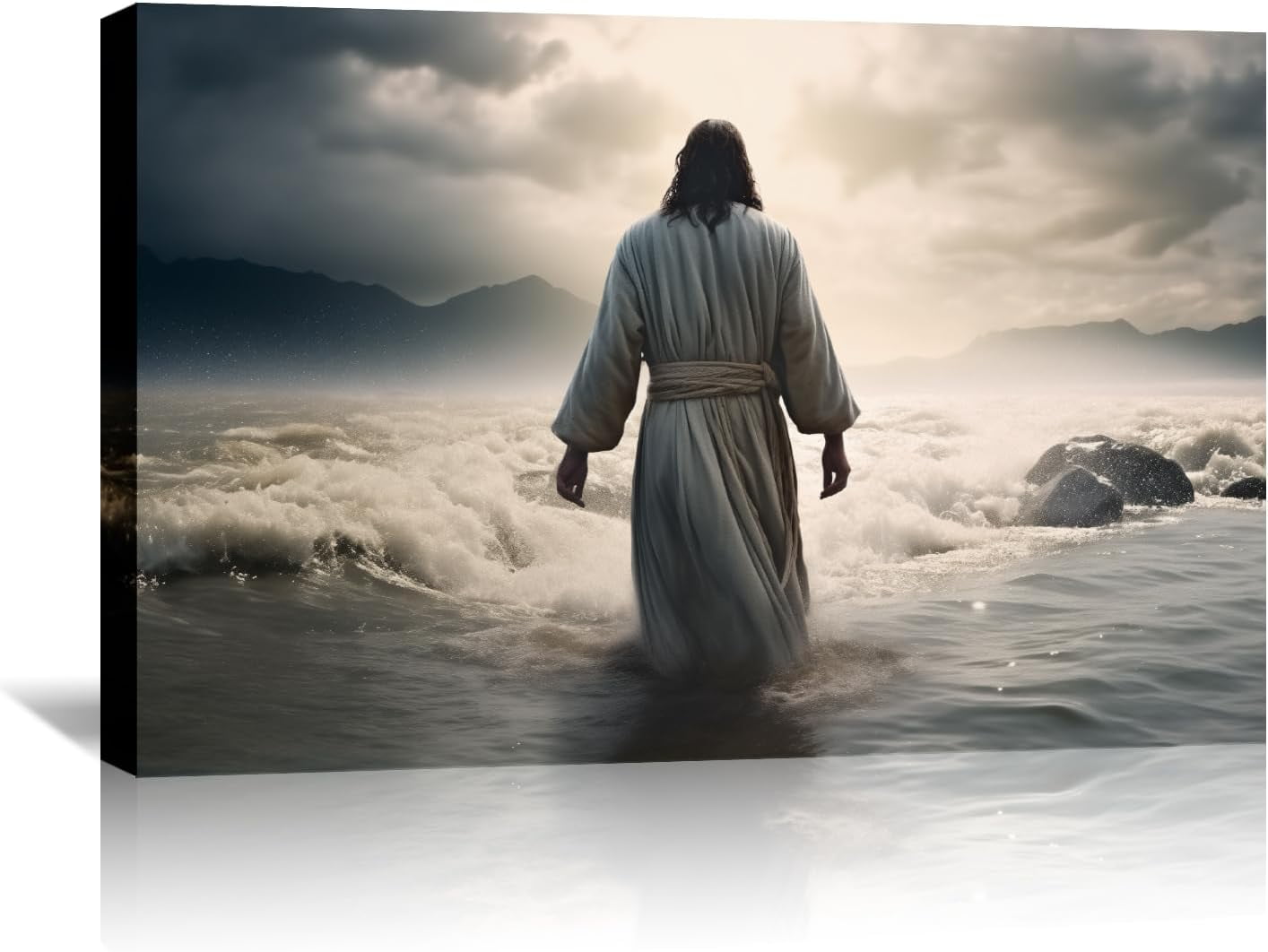 AEFER Jesus Canvas Wall Art Christ Wall Decor Jesus Walking in Water ...