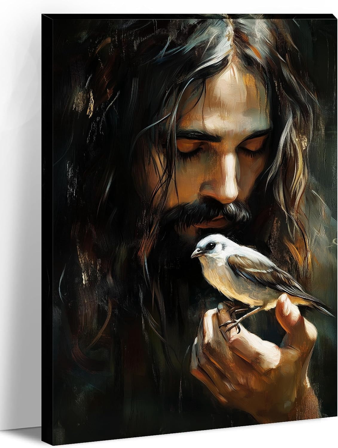 AEFER Jesus Canvas Wall Art Christian Paintings Jesus With Bird Poster ...