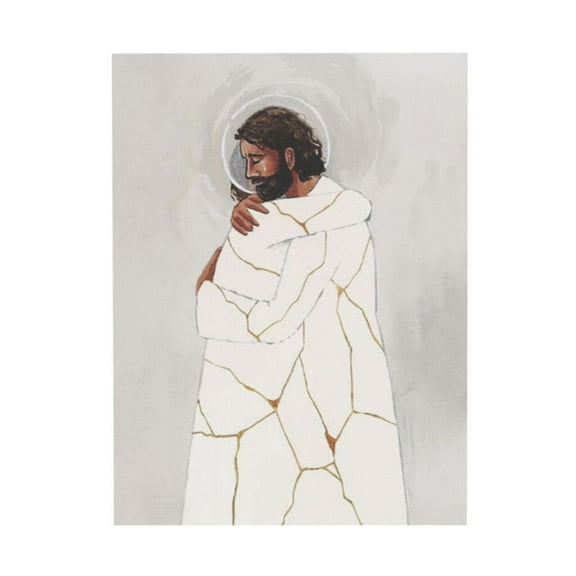 AEFER Jesus Canvas Wall Art for Women Christian Gift He Binds Up The Broken Hearted,Kintsugi Christ,Jesus Christ Wall Art Jesus Christ Art Kintsugi Art Jesus Picture Unframe: 11x14inch(28x36cm)