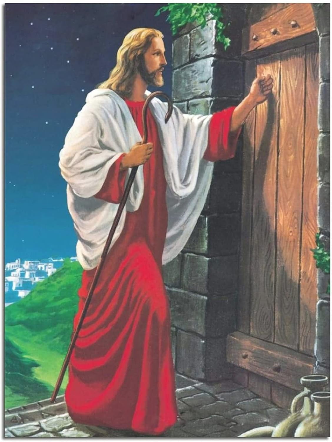 AEFER Jesus Christ Knocking at The Door Canvas Wall Art Print Poster ...