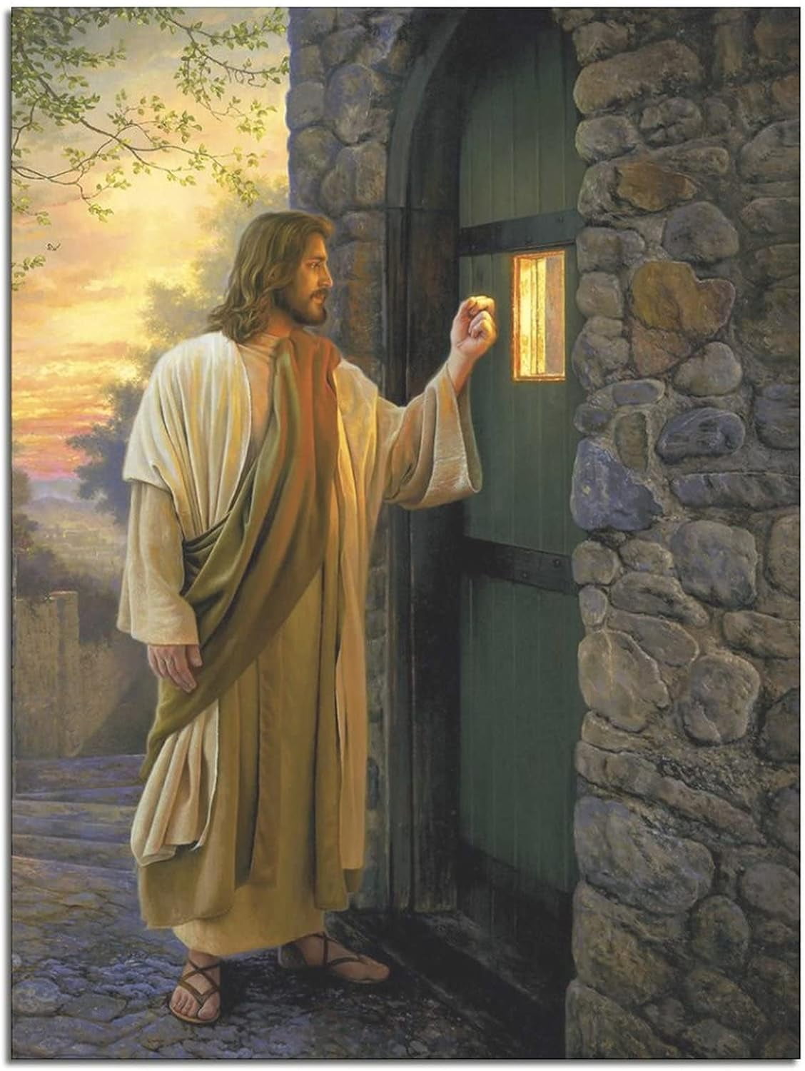 Aefer Jesus Christ Knocking At The Door Canvas Wall Art Print Poster