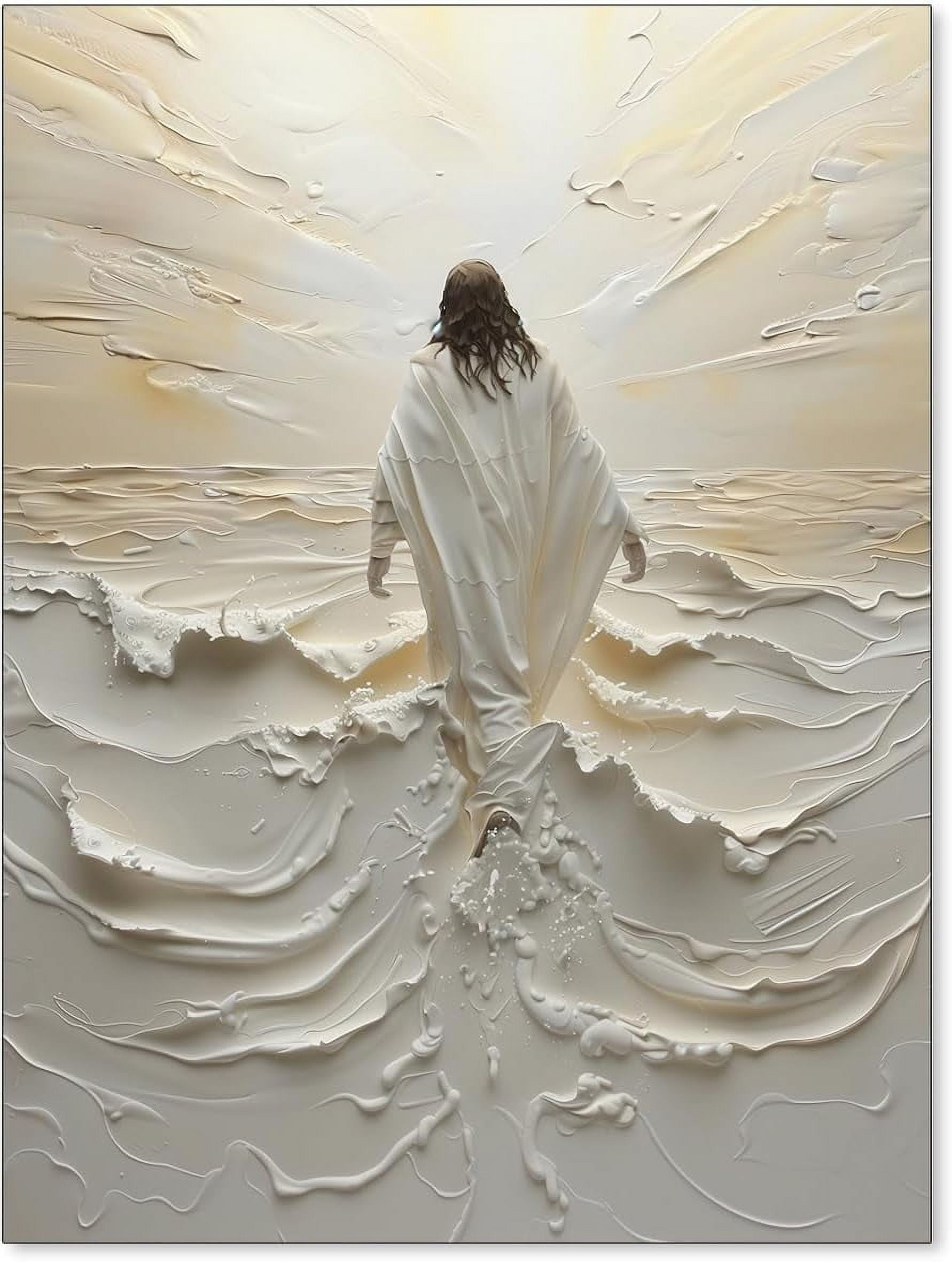 AEFER Jesus Christian Canvas Jesus Walking on Water Religious Poster ...