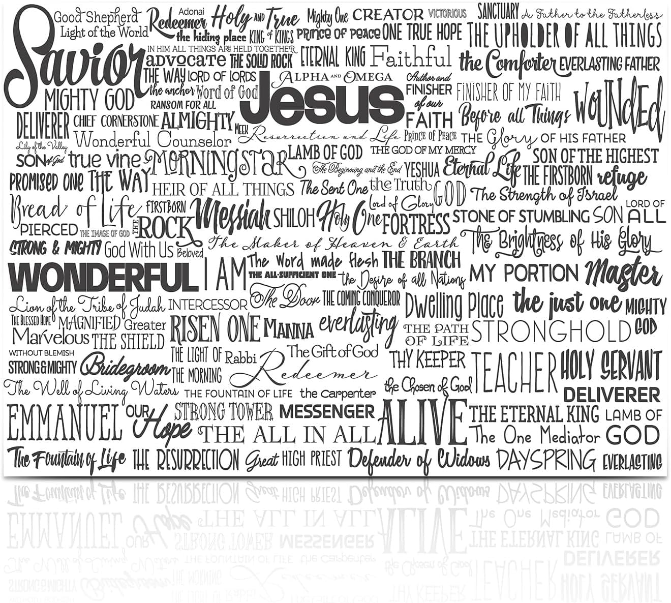 AEFER Jesus Christian Canvas Wall Art Names of God Bible Verse Wall ...
