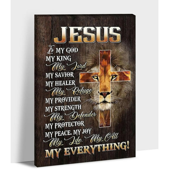 AEFER Jesus Lion Wall Art Lion and Jesus Picture Religious Wall Art