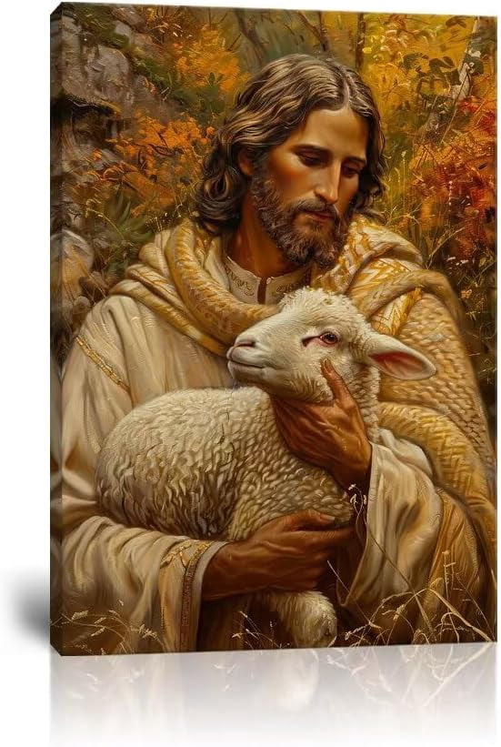 AEFER Jesus Painting Wall Art Christian Wall Decor,Jesus and Lamb ...