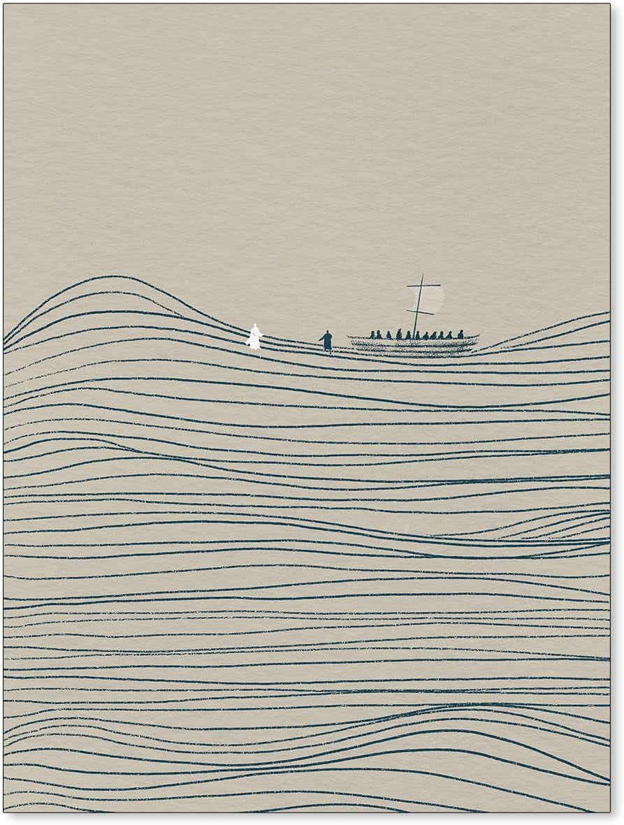AEFER Jesus and Peter Walk on Water Wall Art Modern Christian Bible ...