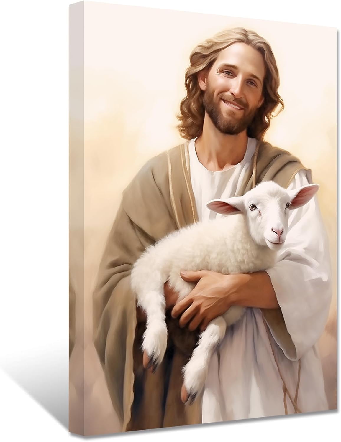 AEFER Jesus Poster Jesus and Lamb Wall Art God Shepherd Portrait Canvas ...