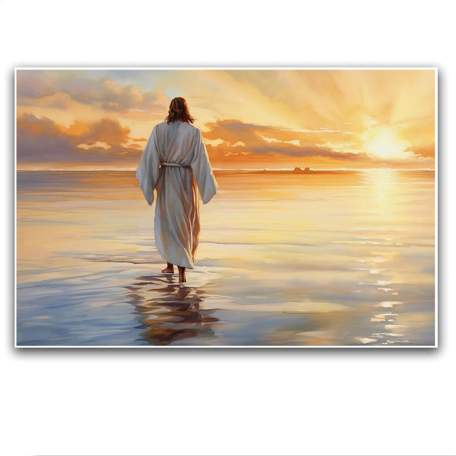 AEFER Jesus Walked on Water Modern Christian Wall Art Canvas Poster ...