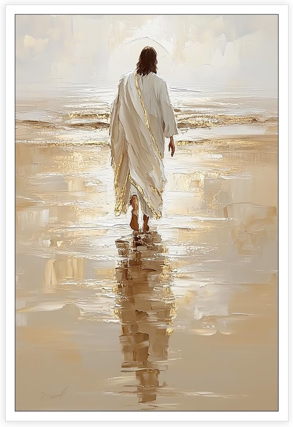 AEFER Jesus Walking On Water Canvas Wall Art Christian Bible Stories ...